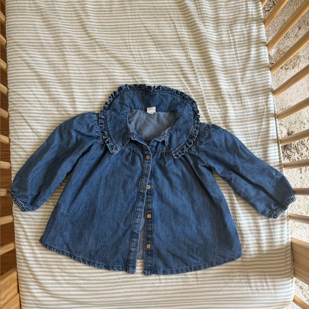 H&M Girls Ruffled Chambray Top - Picture 2 of 8